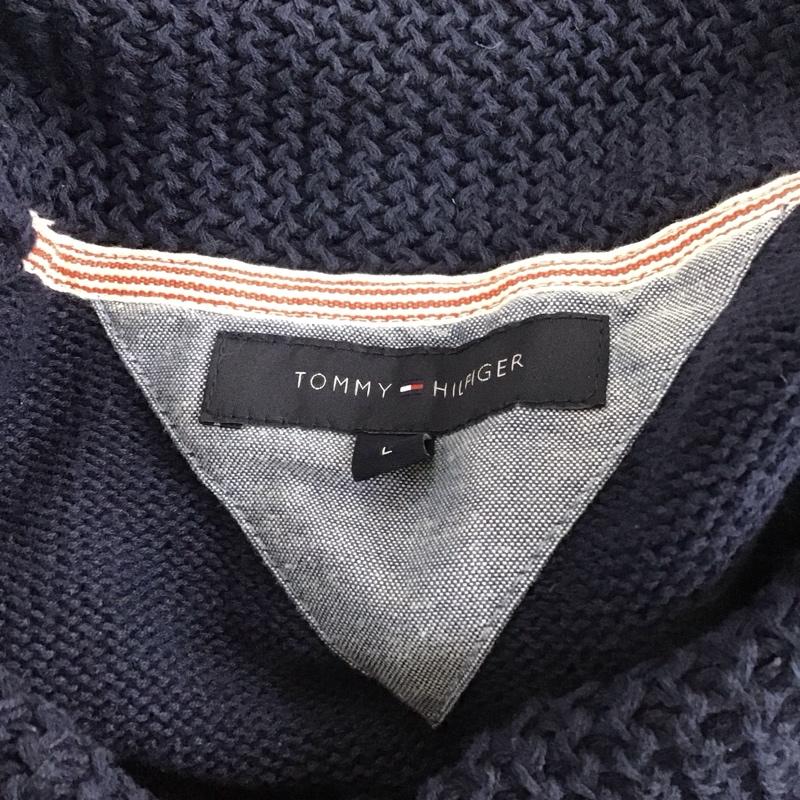 トミーヒルフィガー TOMMY HILFIGER ニット、セーター 長袖 長袖 L 無地 紺 / ネイビー /  メンズ USED 古着 中古 10111148