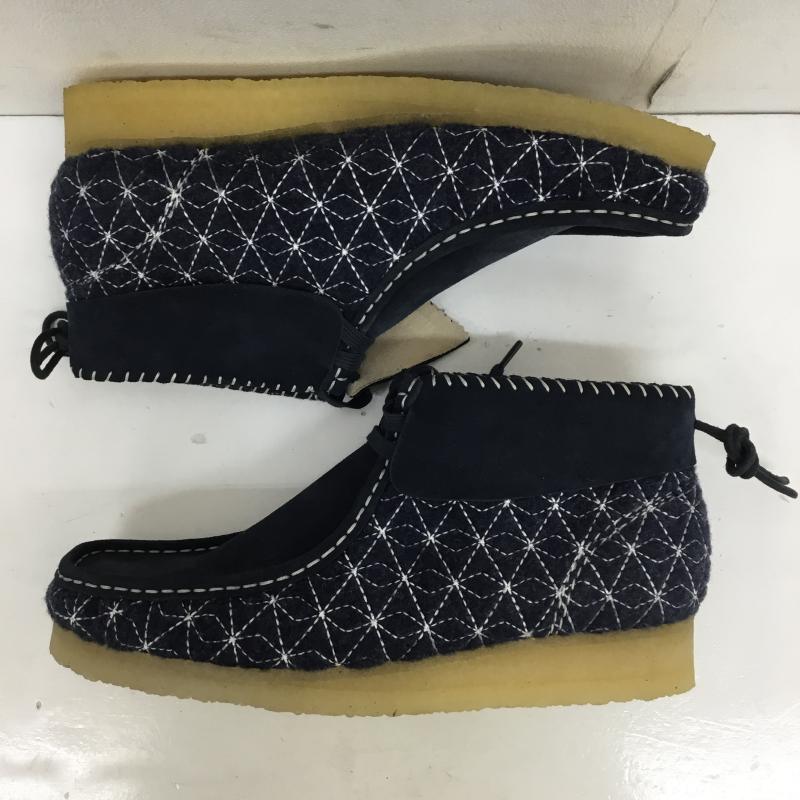 クラークス Clarks ブーツ ブーティ クラークス　SASHIKO　サシコ　ワラビー US：9.5 総柄 紺 / ネイビー /  メンズ USED 古着 中古 10122725