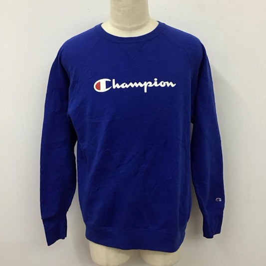 チャンピオン Champion トレーナー 長袖 長袖トレーナー スウェット クルーネック リブスウェットカットソー ロゴ、文字 青 / ブルー /  メンズ USED 古着 中古 10118257
