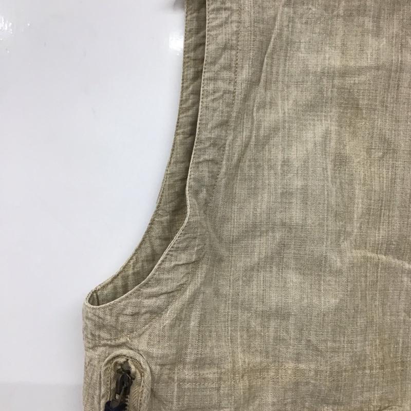 ジェリー GERRY ベスト ベスト ジップアップベスト ノースリーブカットソー スタンドネック M ロゴ、文字 ベージュ / ベージュ /  メンズ USED 古着 中古 10142584