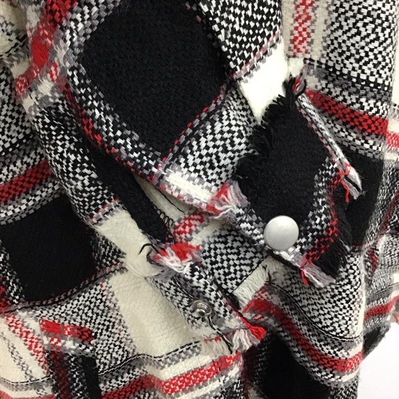 ザラベーシック ZARA BASIC ワンピース ひざ丈スカート 8407 780 070 襟付き 長袖 L チェック 白 / ホワイト / X 黒 / ブラック / X 赤 / レッド /  レディース USED 古着 中古 10118345