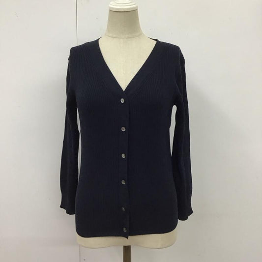 ユナイテッドアローズグリーンレーベルリラクシング UNITED ARROWS green label relaxing カーディガン 長袖 3528-119-0639 長袖カーディガン 長袖カットソー ノーカラージャケット 前開カーディガン FREE 無地 紺 / ネイビー /  レディース USED 古着 中古 10122522