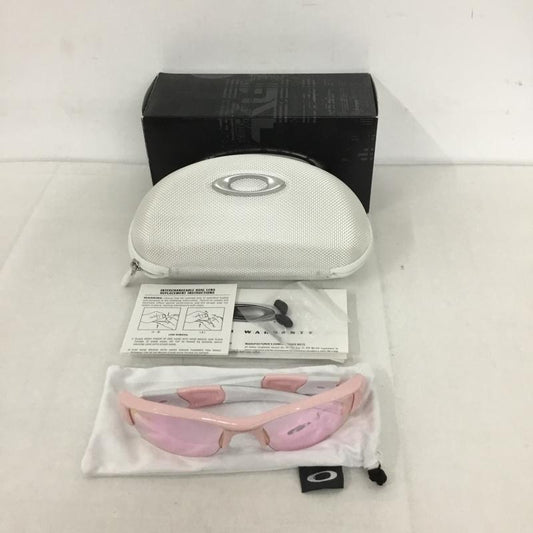 オークリー OAKLEY めがね・サングラス サングラス 03-886J FLAK JACKET スポーツサングラス ミラーレンズ 箱有 ロゴ、文字 桃 / ピンク / X 白 / ホワイト /  メンズ USED 古着 中古 10129390