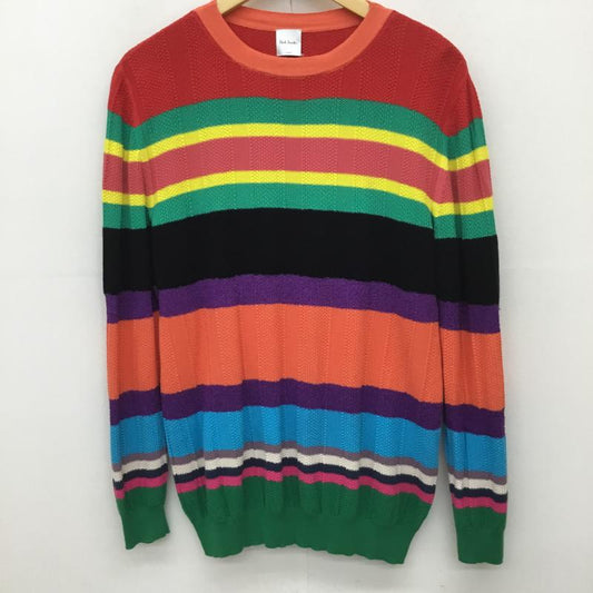 ポールスミス Paul Smith ニット、セーター 長袖 L ボーダー柄 青 / ブルー / X 赤 / レッド / X 紫 / パープル / X 緑 / グリーン / X 桃 / ピンク / X 黄 / イエロー / X 橙 / オレンジ /  メンズ USED 古着 中古 10133594