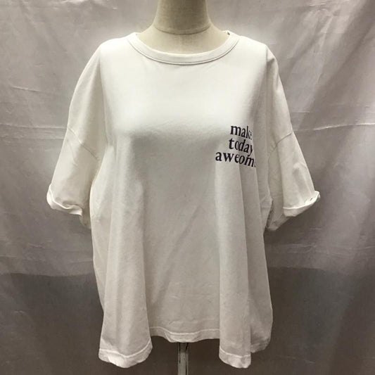 ミラオーウェン Mila Owen Tシャツ 半袖 09WCT212124 短丈ワイドグラフィックTシャツ プリントTシャツ M ロゴ、文字 白 / ホワイト /  レディース USED 古着 中古 10116912