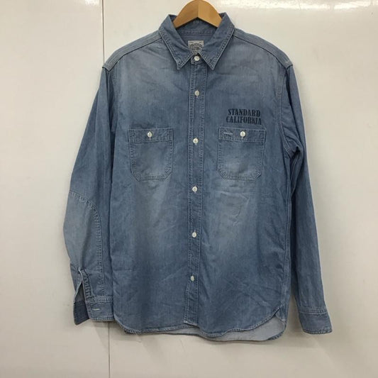 スタンダード カリフォルニア STANDARD CALIFORNIA シャツ、ブラウス 長袖 長袖シャツ 無地シャツ カラーシャツ デニムシャツ L ロゴ、文字 インディゴ / インディゴ /  メンズ USED 古着 中古 10130907