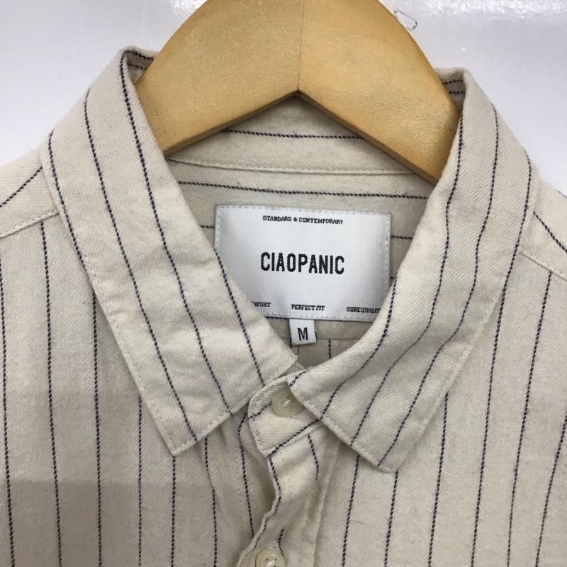 チャオパニック CIAOPANIC シャツ、ブラウス 長袖 長袖シャツ ストライプシャツ カラーシャツ M ストライプ アイボリー / アイボリー /  メンズ USED 古着 中古 10145993