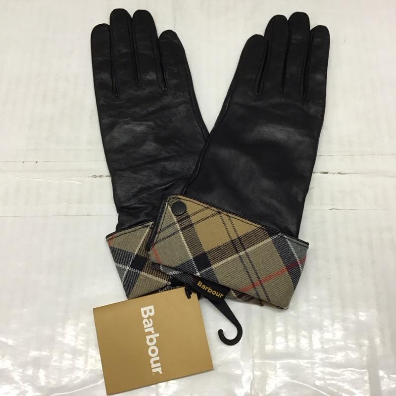 バーブァー Barbour ファッション小物 手袋 LGL0005BK11 レザーグローブ 革手袋 タグ付き チェック 黒 / ブラック /  レディース USED 古着 中古 10118208