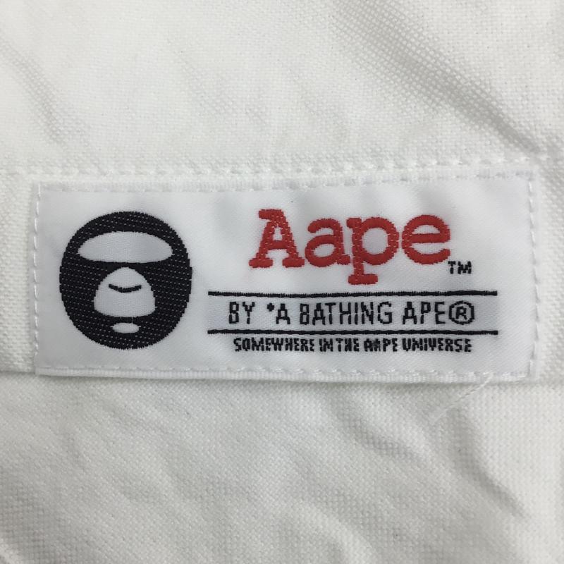 エーエイプバイアベイシングエイプ AAPE BY A BATHING APE シャツ、ブラウス 長袖 M ロゴ、文字 白 / ホワイト /  メンズ USED 古着 中古 10135126