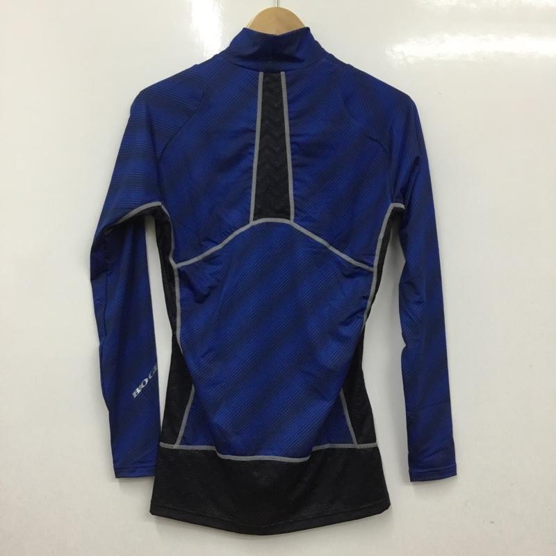 ミズノ MIZUNO Tシャツ 長袖 52MJ9003 空冷機能 UVカット ハイネックバイオギア ゴルフ L ロゴ、文字 青 / ブルー / X 黒 / ブラック /  メンズ USED 古着 中古 10136487