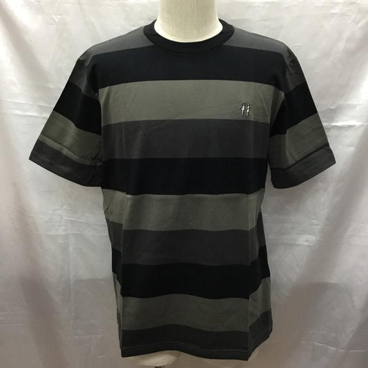 ナンバーナイン NUMBER (N)INE Tシャツ 半袖 半袖カットソー プリントTシャツ クルーネックカットソー 2 ボーダー柄 黒 / ブラック / X 灰 / グレー /  メンズ USED 古着 中古 10116127