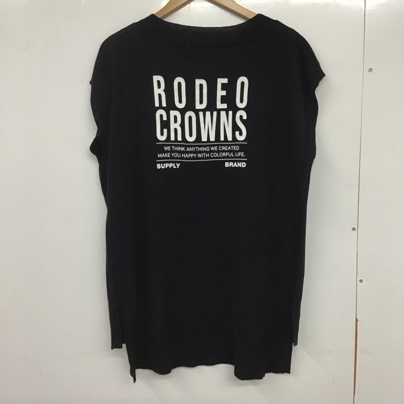 ロデオクラウンズ Rodeo Crowns ベスト ベスト 420FSI73-012M Vネック ニット バックロゴ FREE ロゴ、文字 黒 / ブラック /  レディース USED 古着 中古 10133588