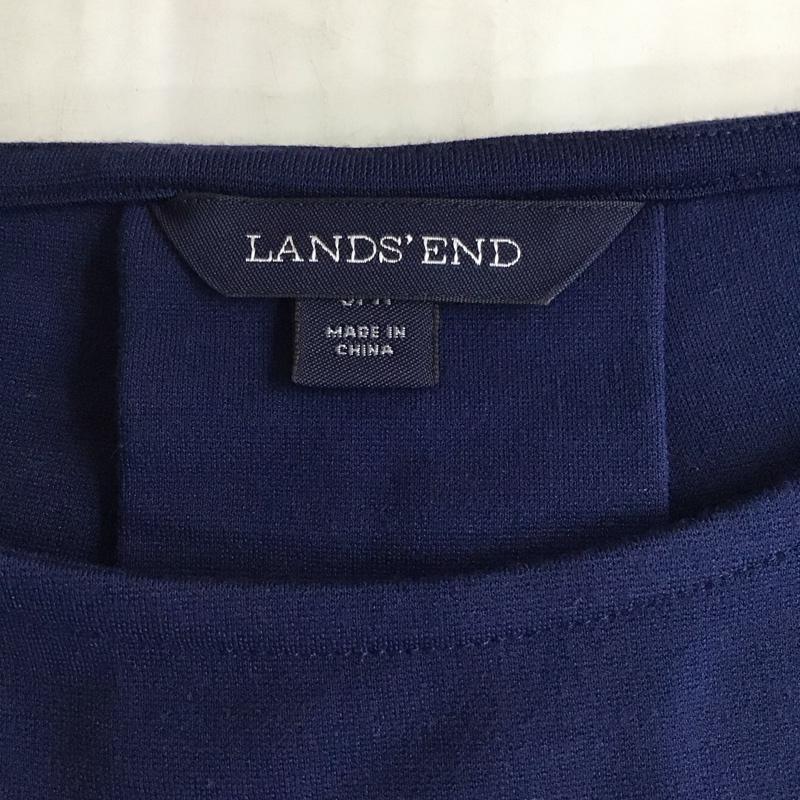 ランズエンド LANDS END ワンピース ロングスカート ロングワンピース 五分丈ロングワンピース クルーネック 無地 紺 / ネイビー /  レディース USED 古着 中古 10115734