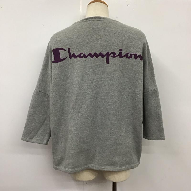 チャンピオン Champion トレーナー 七分袖 c3-q034 M プリント X 刺繍 灰 / グレー /  メンズ USED 古着 中古 10121754