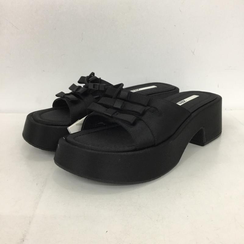 ザラ ZARA サンダル サンダル 3638 410 800 リボンサンダル EU38 無地 黒 / ブラック /  レディース USED 古着 中古 10150243