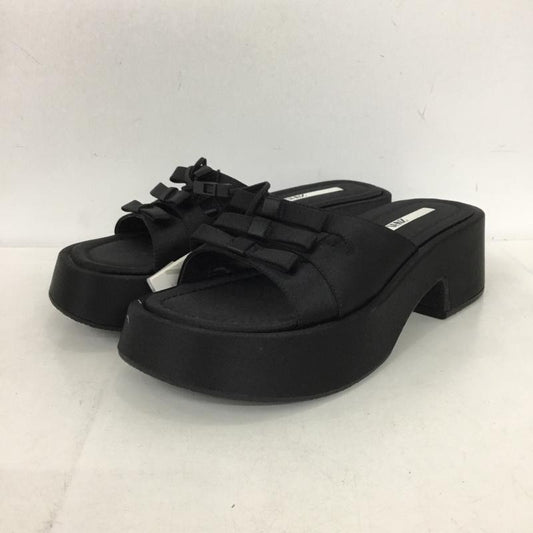 ザラ ZARA サンダル サンダル 3638 410 800 リボンサンダル EU38 無地 黒 / ブラック /  レディース USED 古着 中古 10150243