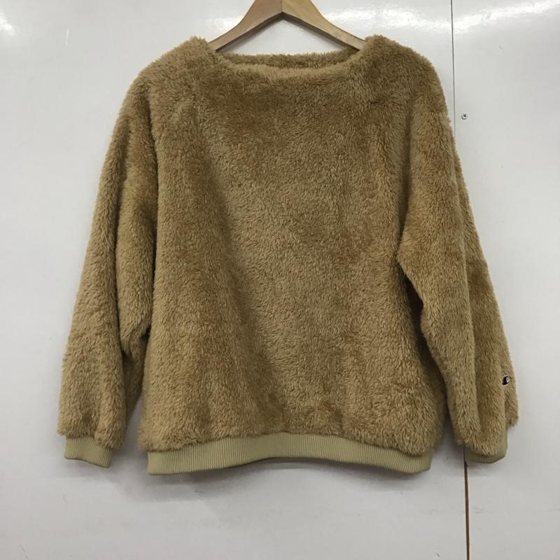 チャンピオン Champion ニット、セーター 長袖 CW-N606 クルーネックフリースジャケット プルオーバー L ワンポイント キャメル / キャメル /  レディース USED 古着 中古 10143802