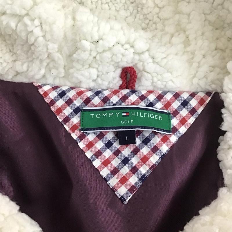 トミーヒルフィガー TOMMY HILFIGER ベスト ベスト ジップアップベスト フード付きベスト ナイロンベスト L ロゴ、文字 えんじ / ワインレッド /  メンズ USED 古着 中古 10111274