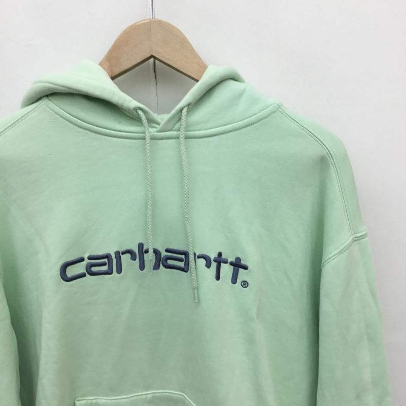 カーハート Carhartt パーカー 長袖 W Hooded Sweatshirt I027476.0T6.XX.03 M ロゴ、文字 薄緑 / ライトグリーン / X 水色 / ライトブルー /  レディース USED 古着 中古 10130249