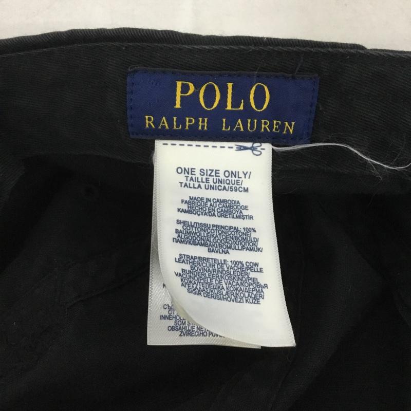 ポロラルフローレン POLO RALPH LAUREN 帽子 キャップ コットン レザー ONE SIZE ワンポイント 黒 / ブラック /  メンズ USED 古着 中古 10144303