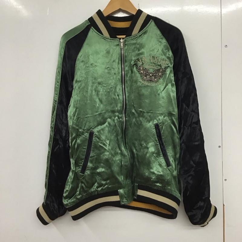 ヴァンソン VANSON ジャケット、上着 ジャンパー、ブルゾン スカジャン ジップアップジャケット リバーシブルジャンパー アウター 古着 L 刺繍 黒 / ブラック / X 緑 / グリーン /  メンズ USED 古着 中古 10104744