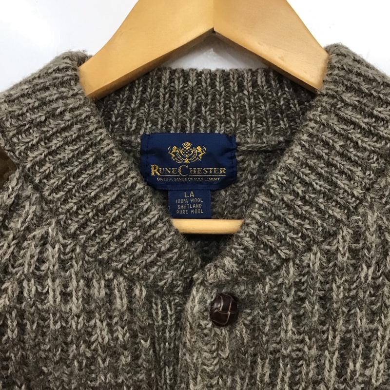 古着 USED ニット、セーター 長袖 長袖ニットカットソー ヘンリーネック セーター L 無地 茶 / ブラウン /  メンズ USED 古着 中古 10131545