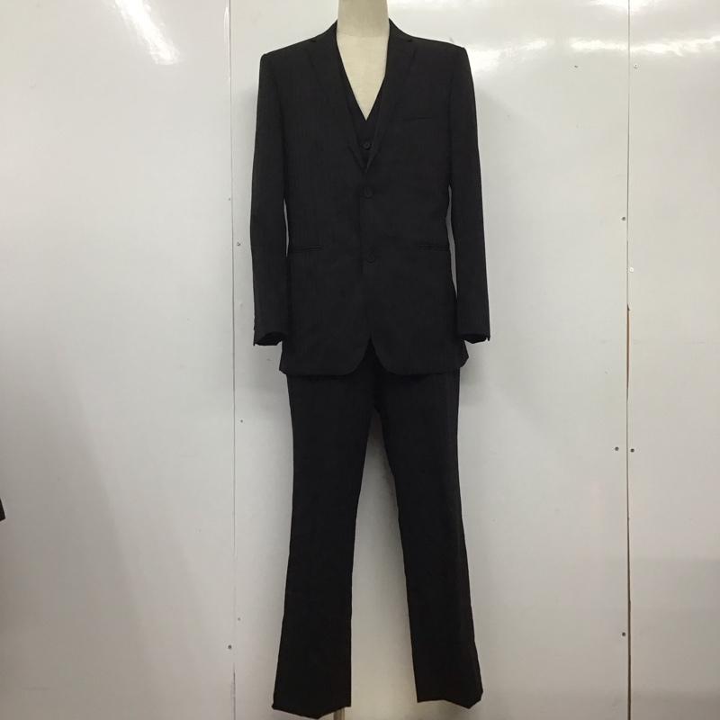 バーバリーブラックレーベル BURBERRY BLACK LABEL セットアップ セットアップ セットアップ 長袖ジャケット スラックスパンツ ベスト 3点セット ストライプ 黒 / ブラック /  メンズ USED 古着 中古 10146480