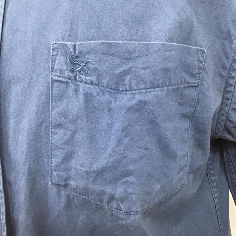 エディーバウアー Eddie Bauer シャツ、ブラウス 長袖 長袖シャツ カラーシャツ ポケットシャツ 長袖カットソー ボタンダウンシャツ M 無地 紺 / ネイビー /  メンズ USED 古着 中古 10122791