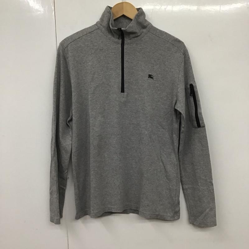 バーバリーブラックレーベル BURBERRY BLACK LABEL Tシャツ 長袖 ハーフジップ 2 無地 灰 / グレー /  メンズ USED 古着 中古 10130163