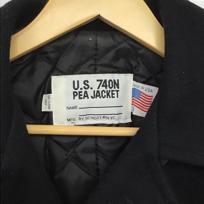 ショット schott コート コート一般 ピーコート アウター ダブル ピーコートショートコート 8 無地 黒 / ブラック /  メンズ USED 古着 中古 10142330