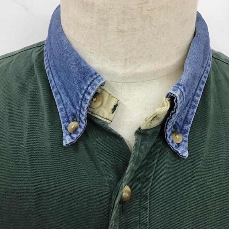 ノーティカ NAUTICA シャツ、ブラウス 長袖 襟デニム コットン ボタンダウン L ワンポイント 緑 / グリーン /  メンズ USED 古着 中古 10123206