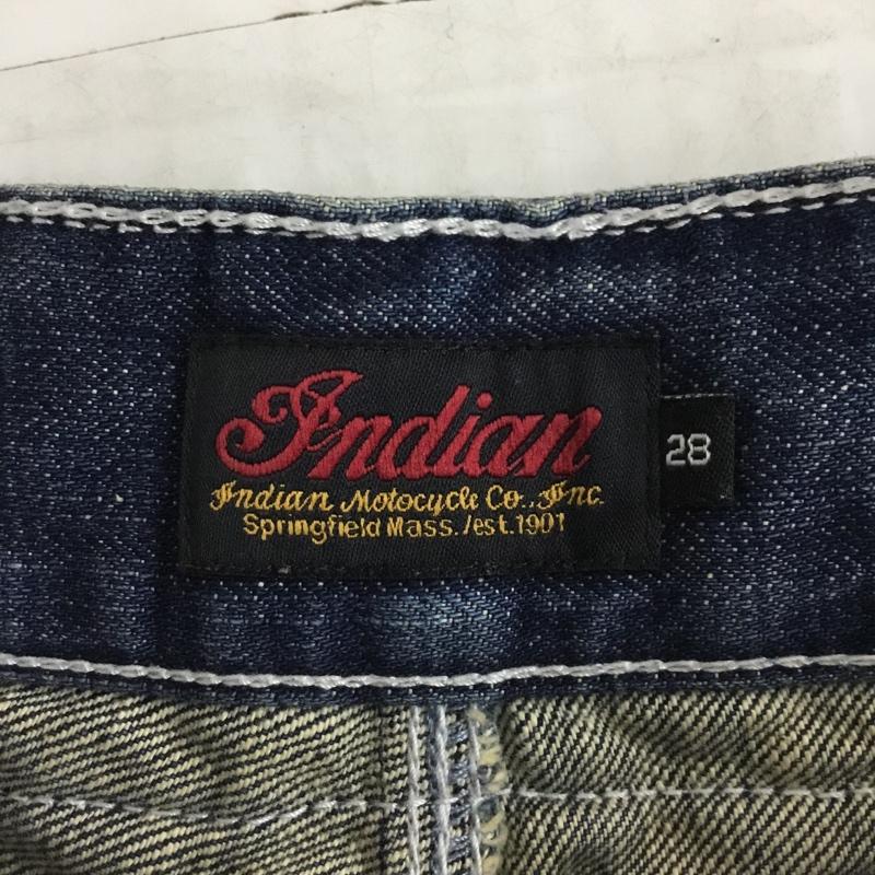 インディアン INDIAN パンツ デニム、ジーンズ デニムパンツ ストレートパンツ スリムパンツ カジュアルパンツ 28インチ ロゴ、文字 インディゴ / インディゴ /  メンズ USED 古着 中古 10120467