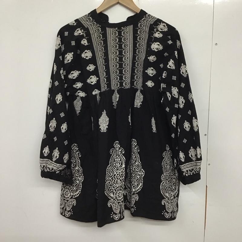 アミナ Amina カットソー 長袖 総柄 黒 / ブラック /  レディース USED 古着 中古 10138151