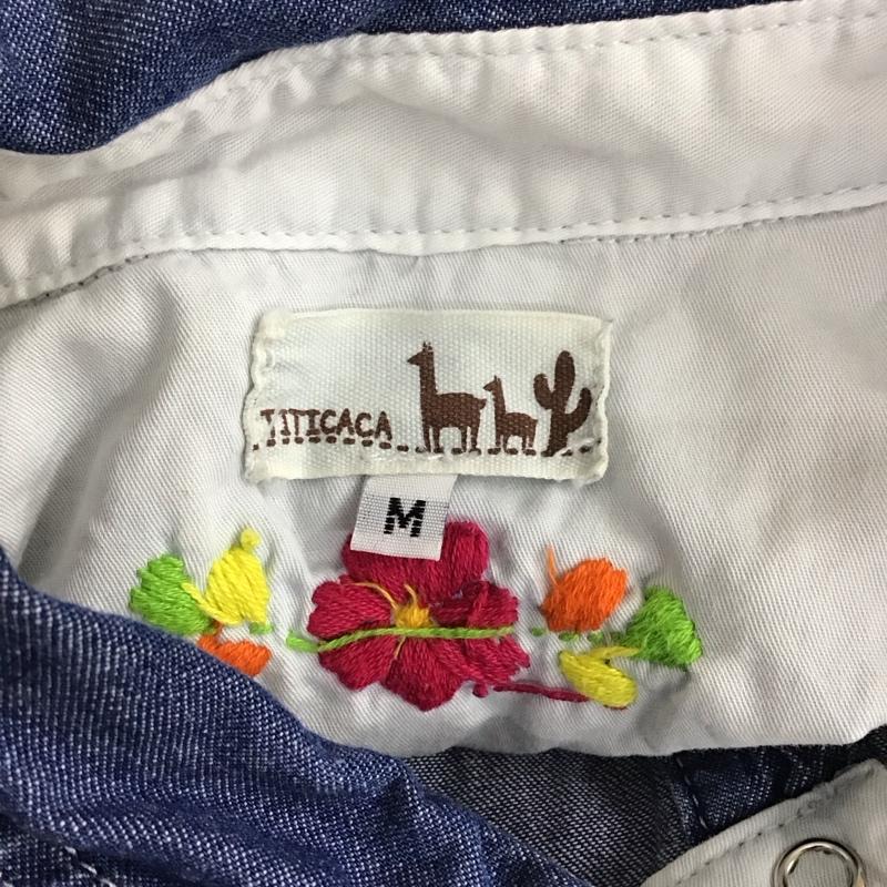 チチカカ TITICACA ワンピース ミニスカート デニムシャツワンピース 七分袖 M 刺繍 インディゴ / インディゴ /  レディース USED 古着 中古 10114910