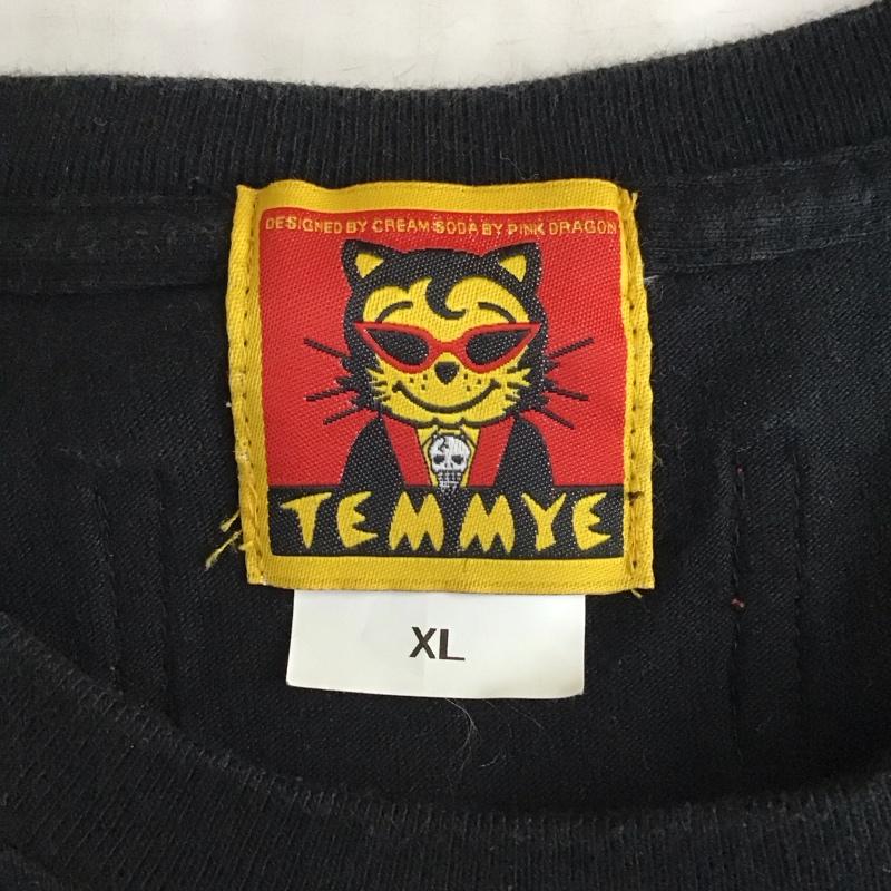 クリームソーダ CREAMSODA Tシャツ 半袖 TEMMYE クルーネック ロゴ XL プリント 黒 / ブラック /  メンズ USED 古着 中古 10119687