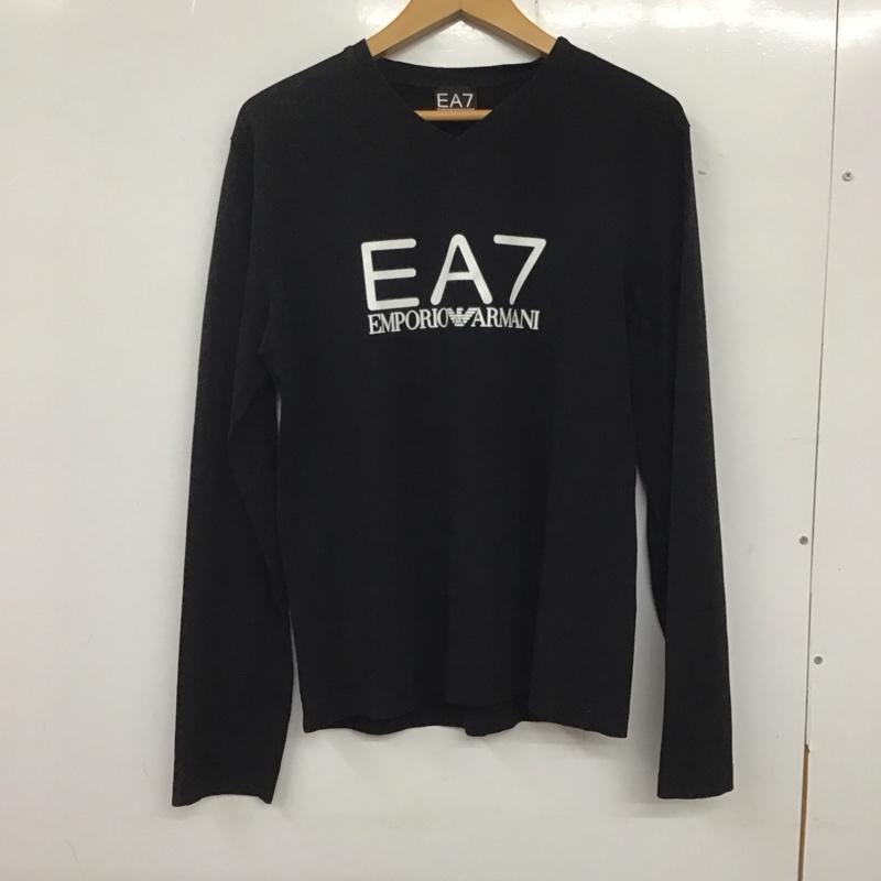 エンポリオアルマーニ EMPORIO ARMANI カットソー 長袖 長袖カットソー プリントカットソー クルーネック L ロゴ、文字 黒 / ブラック /  メンズ USED 古着 中古 10136158