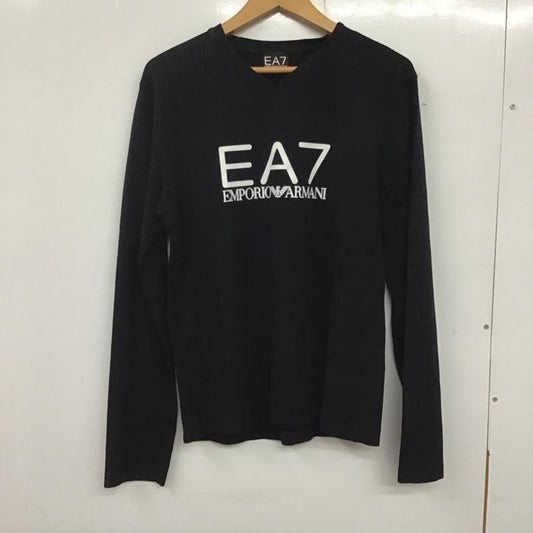 エンポリオアルマーニ EMPORIO ARMANI カットソー 長袖 長袖カットソー プリントカットソー クルーネック L ロゴ、文字 黒 / ブラック /  メンズ USED 古着 中古 10136158