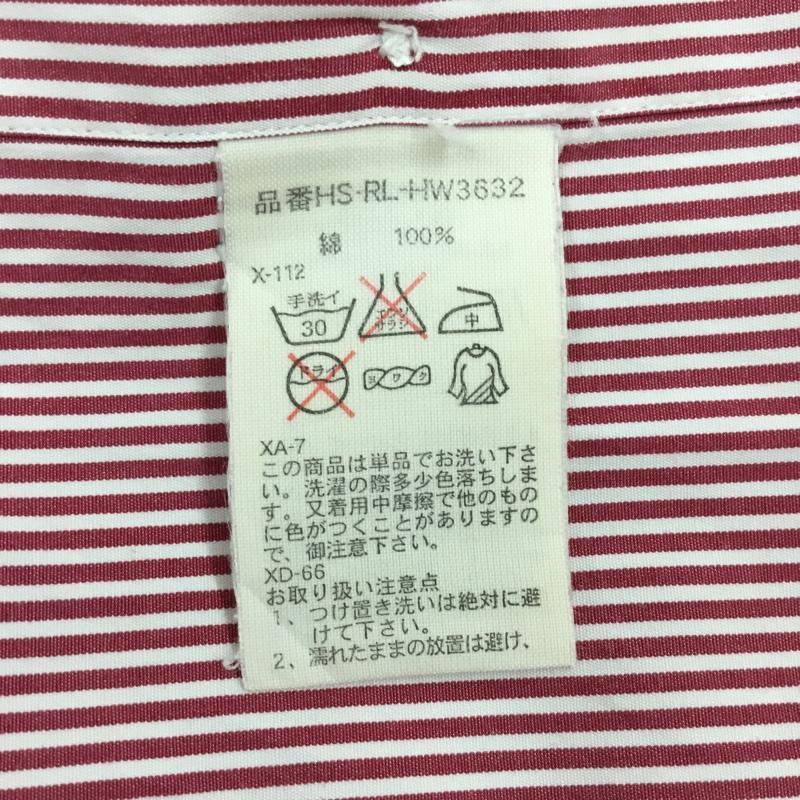ポロバイラルフローレン Polo by RALPH LAUREN シャツ、ブラウス 長袖 HS-RL-HW3632 丸襟 L ストライプ 白 / ホワイト / X 赤 / レッド /  メンズ USED 古着 中古 10112886