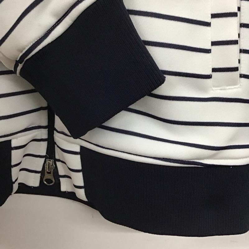 アディダス adidas パーカー 長袖 af8669 ジップアップパーカー ゴルフウェア ボーダー柄 白 / ホワイト / X 紺 / ネイビー /  レディース USED 古着 中古 10142390