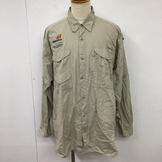 コロンビア Columbia シャツ、ブラウス 長袖 長袖シャツ カラーシャツ ポケットシャツ 長袖カットソー XL ロゴ、文字 灰 / グレー /  メンズ USED 古着 中古 10119939