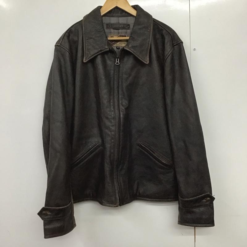 古着 USED ジャケット、上着 ジャンパー、ブルゾン ジップアップジャケット レザージャケット アウター 古着 44 無地 茶 / ブラウン /  メンズ USED 古着 中古 10140785