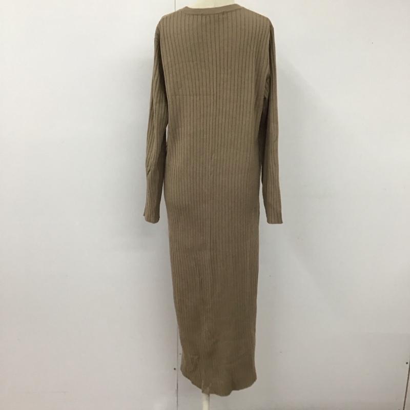 ナノユニバース nano・universe ワンピース ロングスカート ニットワンピース 長袖 リブ 38 無地 ベージュ / ベージュ /  レディース USED 古着 中古 10114772