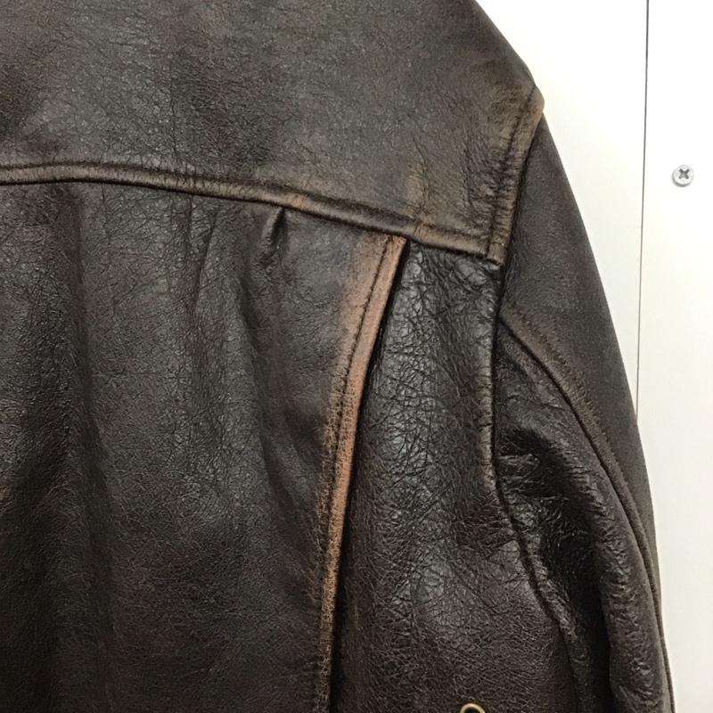 古着 USED ジャケット、上着 ジャンパー、ブルゾン ジップアップジャケット レザージャケット アウター 古着 44 無地 茶 / ブラウン /  メンズ USED 古着 中古 10140785