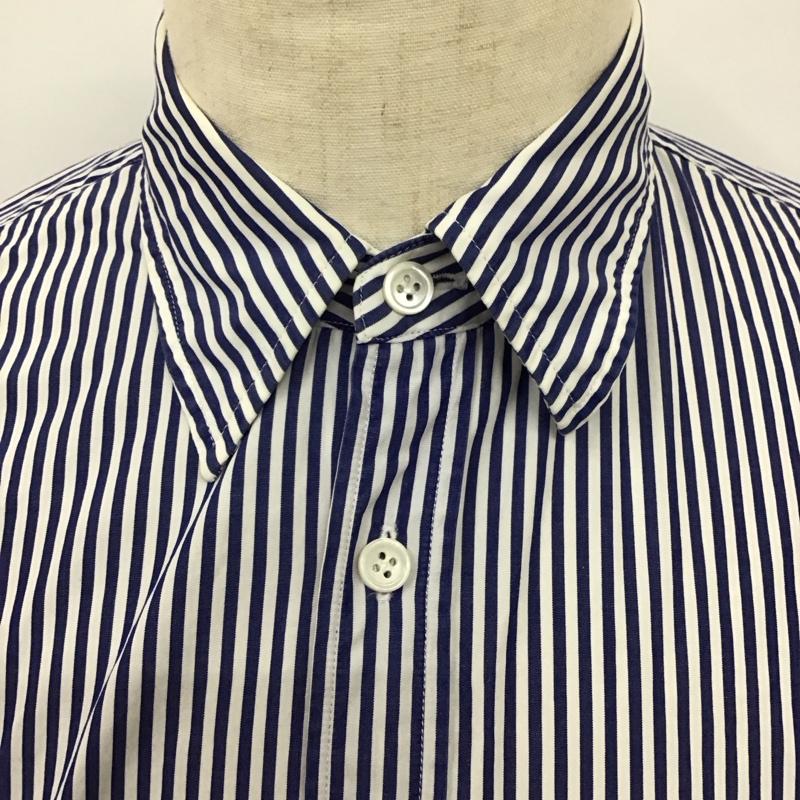 プレイコムデギャルソン PLAY COMME des GARCONS シャツ、ブラウス 長袖 長袖シャツ カラーシャツ 長袖カットソー ストライプシャツ S ロゴ、文字 白 / ホワイト / X 青 / ブルー /  メンズ USED 古着 中古 10114659