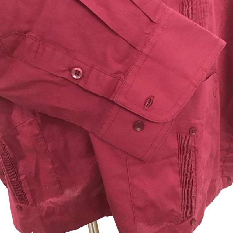 モヒート MOJITO シャツ、ブラウス 長袖 4X プリーツ 無地 えんじ / ワインレッド /  メンズ USED 古着 中古 10107655