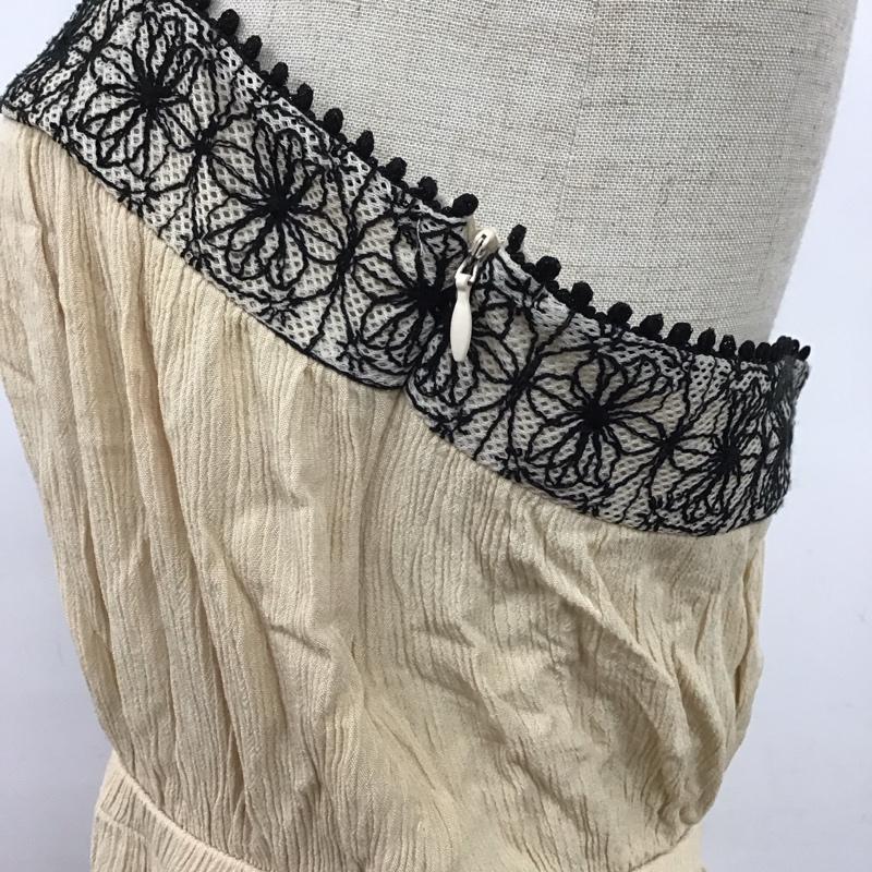 ザラベーシック ZARA BASIC ワンピース ひざ丈スカート 3633 057 070 ギャザー S 刺繍 黒 / ブラック / X ベージュ / ベージュ /  レディース USED 古着 中古 10123081