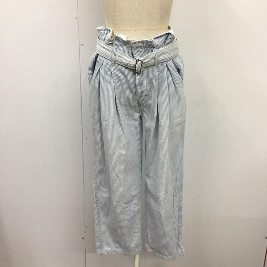 ポロラルフローレン POLO RALPH LAUREN ボトムス ボトムス ガウチョパンツ ベルト付き ストライプ 水色 / ライトブルー / X 白 / ホワイト /  レディース USED 古着 中古 10118699