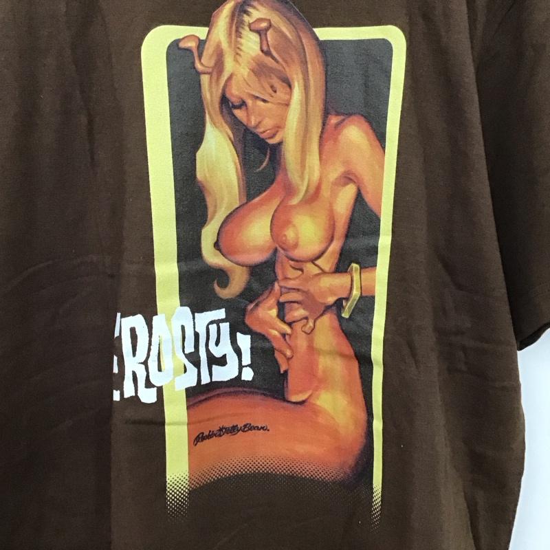 エロスティカ EROSTiKA Tシャツ 半袖 クルーネック コットン XL プリント 茶 / ブラウン /  メンズ USED 古着 中古 10123379