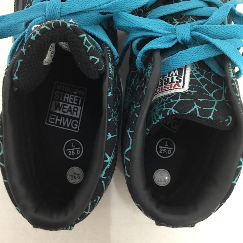 ヴィジョン ストリート ウェア VISION STREET WEAR スニーカー スニーカー 29141K62010 EHYPHEN ハイカット 蜘蛛の巣 25cm 25.0cm 総柄 黒 / ブラック /  レディース USED 古着 中古 10140036