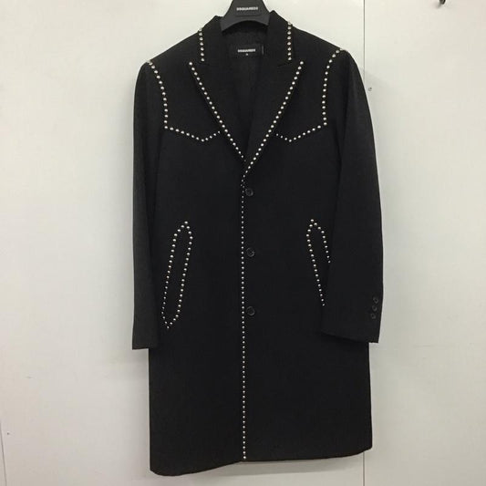ディースクエアード2 DSQUARED2 ジャケット、上着 ジャケット、ブレザー s74aa0280 スタッズセミロングコート アウター スタッズジャケット 46 無地 黒 / ブラック /  メンズ USED 古着 中古 10142087